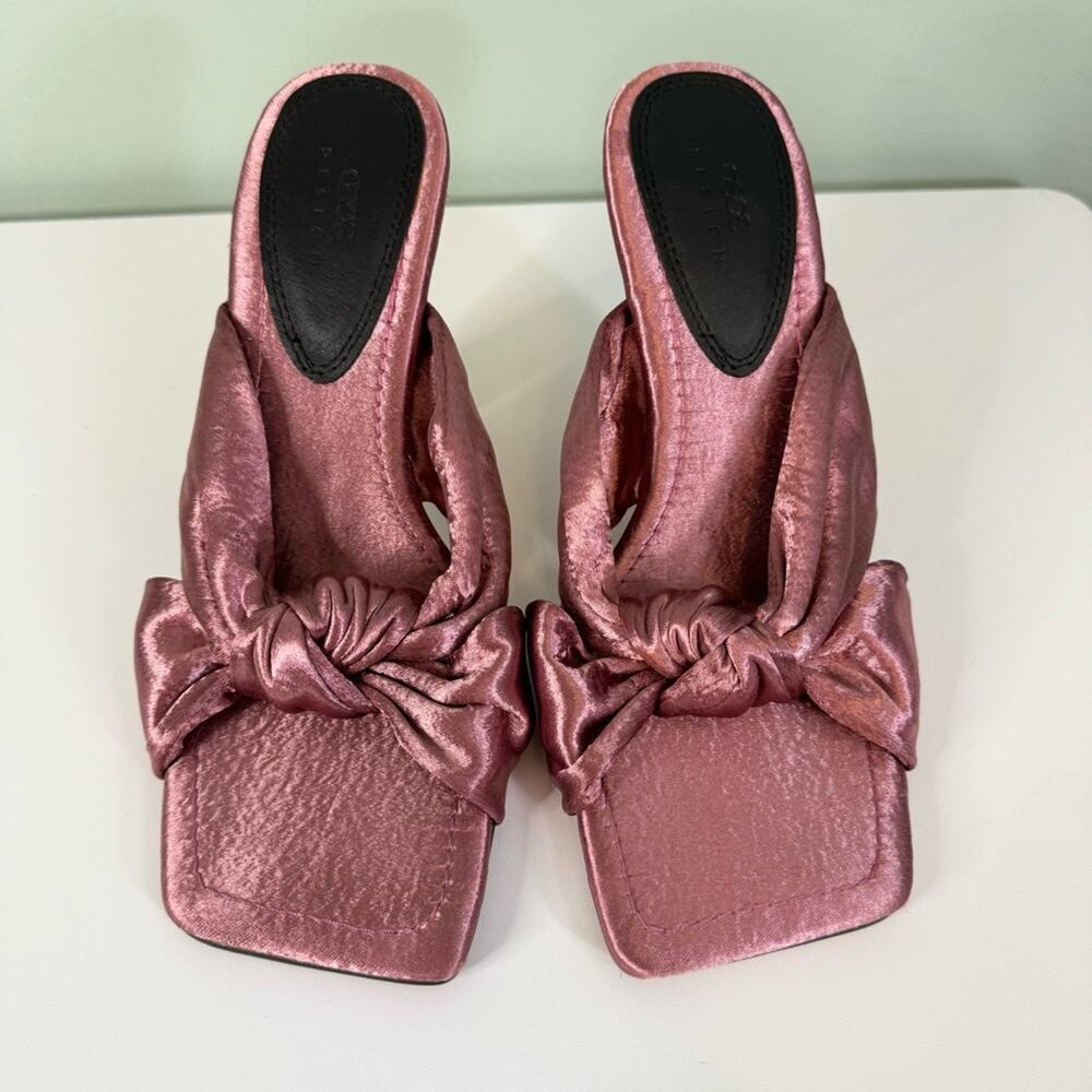 Asos Design Norbiton Square Toe Wide Chunky Heels Twist Mules Sandal Pink US 9 - Picture 8 of 8